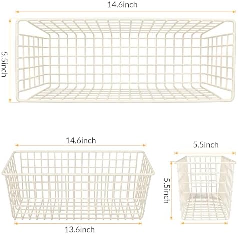 Kinlink 2 Sets White Extra Large Hanging Wall Basket with Steel Hooks - Image 2