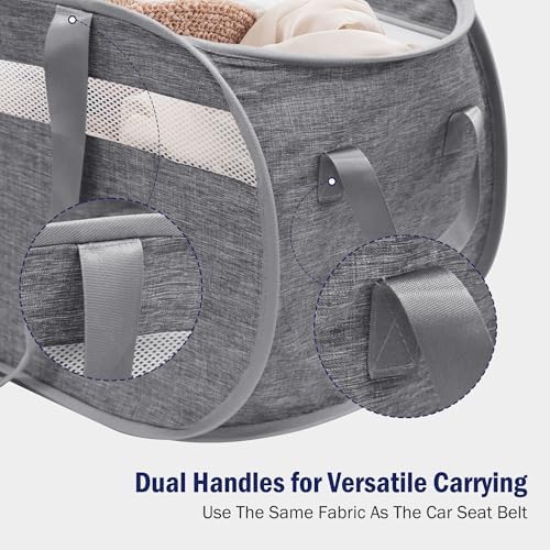 Collapsible Tear Proof Laundry Baskets with Dual Handles, Grey - Image 6