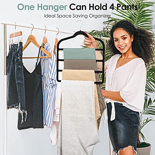Velvet Hangers Space Saving Non Slip Pant Velvet Hangers Multi Layer Hanger - Image 2