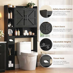 Vabches Over The Toilet Storage Cabinet with 2 Barn Doors, Black - Image 3