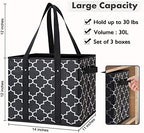 Reusable Grocery Bags 2-Pack Foldable Washable Large Storage Basket, Black - Image 3