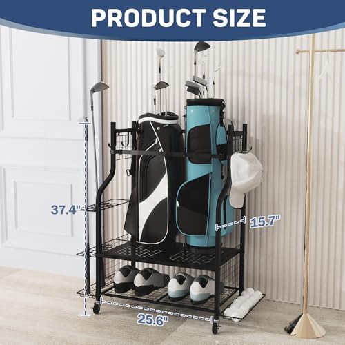 PLKOW Golf Bag Storage Garage Organizer, Extra Large Size Golf Bag Storage Stand and Golf Equipment Rack for Garage,Shed, Basement - Image 6