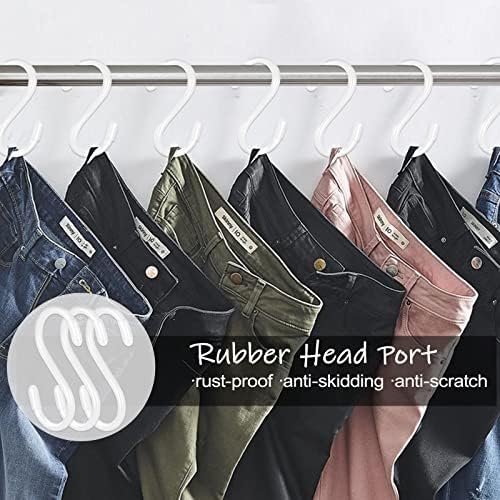 DINGEE 30 Pack 3 Inch White S Hooks,Vinyl Coated Heavy Duty S Hook for Hanging Plants,Non Slip Closet S Hooks,Steel Metal White Vinyl Coated Small S Hook for Hanging Jeans Pots and Pans Coffee Cups - Image 3