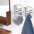 VAEHOLD Wall Towel Hooks, Heavy Duty Sticky Holder Waterproof Towel Hooks for Hanging Coat, Clothes, Closet Hook Wall Mount for Kitchen (Chrome, 2 Pack) - Image 2