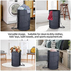 BATTOO Collapsible Laundry Baskets- Foldable Hamper for Laundry Extra Large Pop Up Laundry Hamper 107L with Long Straps Drawstring Clothes Hamper for Bathroom, Campout, Dorm or Travel Navy - Image 7