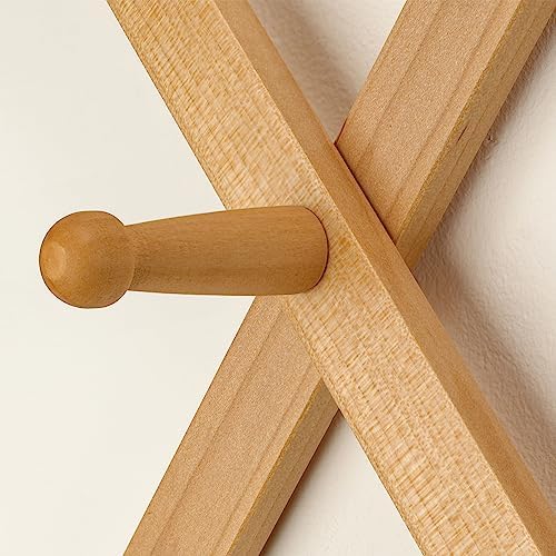 SKOLOO Hat Rack for Wall with 20 Hooks, Solid Wooden, Modern, Expandable Coat Rack Wall Mount for Coats, Hats, Bags, Baseball Caps, Natural Color - Image 5