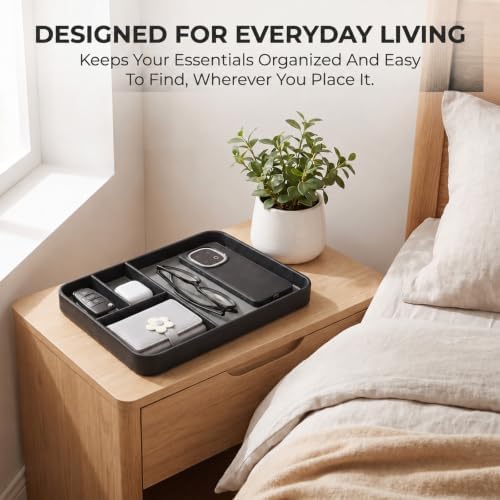 PU Leather Catch All Tray 11.8 x 7.9 x 1.25 Inch Black Valet Tray - Image 5