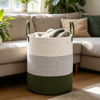 105L Extra Large Laundry Basket,Clothes Hamper with Handles-Green - Image 3