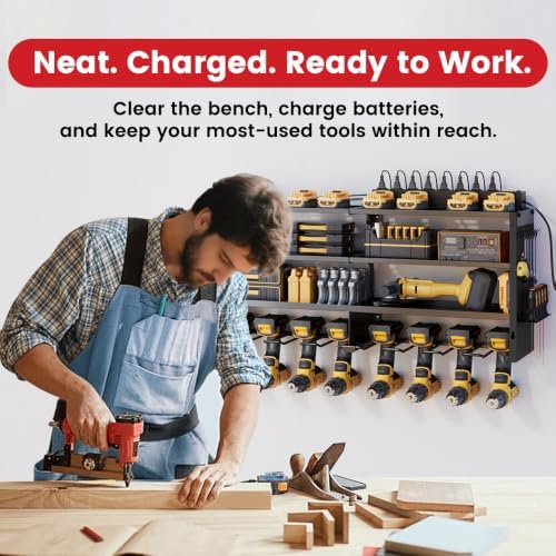 Power Tool Organizer Wall Mount with Power Strip, 4 Layers - Image 6