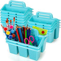 WILLBOND 12 Pcs Classroom Storage Caddies Stackable Utility Caddies with 4 Compartment Plastic Caddy with Handle Portable Storage Bins Organizers for Kids Schools Art Craft Supplies by Willbond+Technology+Limited