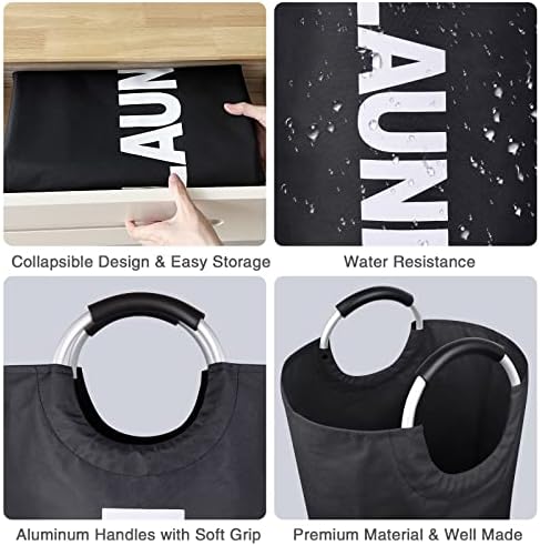 Large Laundry Basket, Laundry Hamper Bag with Handles, 115L Black - Image 5