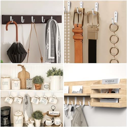 BREYDROK Hook for Hanging - 20PCS Hook for Hanging, Wall Hooks for Coats, Heavy Duty Single Prong Wall Hooks with 40 Pieces Screws (White) - Image 4