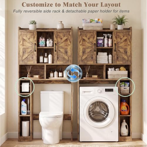 Farmhouse Over The Toilet Storage Cabinet with Barn Door, Reversible Side - Image 4