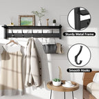 Optish Coat Rack Wall Mount with Shelf, 29 Inch Coat Hanger Walls Mounted, Hat Rack for Walls, Shelf with 5 Coat Hooks, Wall Hanger for Entryway (Black) - Image 3