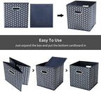 11 Inch Cube Storage Bins , Fabric Cube Organizer Bins with Handle, Foldable Cube Bins for Cloth or Accessary Storage, 11x11x11 Set of 3 (Gray Wave) - Image 6