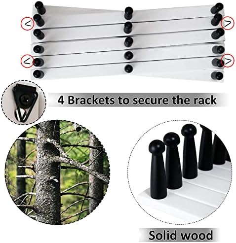 WEBI Accordion Wall Hanger,Expandable Wooden Hat Rack for Wall Mounted Coat Rack,Accordion Hat Hooks Holder for Baseball Caps,17 Peg Hooks,Black on White - Image 6