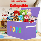 YOLOXO Toy Box Chest, Collapsible Sturdy Storage Bins with Lids, Extra Large Kids Toy Storage Organizer Boxes Bins Baskets for Kids, Boys, Girls, Nursery Room, Playroom, Closet (Classical Purple) - Image 6
