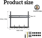 Over the Door Heavy Duty Metal Broom & Mop Holder, No-Drill Cleaning Supply Organizer with 4 Grips, 3 Hooks & 1 Storage Basket for Laundry Room & Garage - Image 3