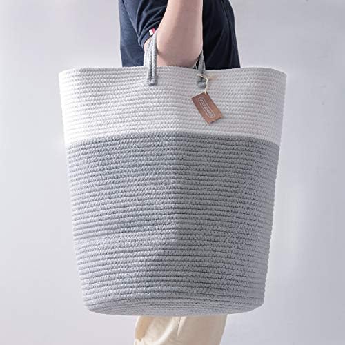 YOUDENOVA Cotton Laundry Hamper, 58L Tall Storage Basket-Grey - Image 5