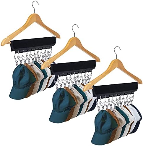 Hat Rack for Baseball Caps, 3Pack Hat Organizer, Black by Binboov
