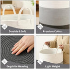 Laundry Basket Hamper Tall Rope Storage Woven for Blanket toys Dirty Clothes in Living Room Bathroom Bedroom (Gradient Grey, 100L/26.4Gal) - Image 3