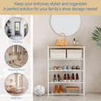 Yusong Shoe Rack Organizer, 5 Tier Industrial Shoe Storage Shelf, Narrow Sturdy Metal Shoe Shelves for Closet Entryway, White - Image 5