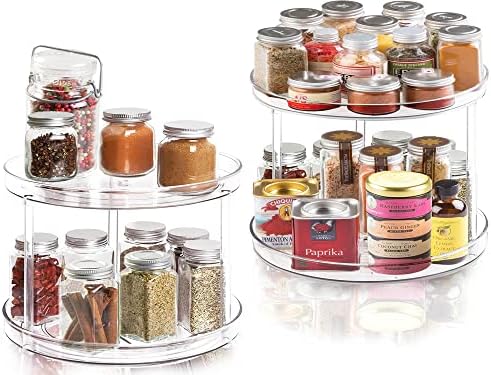 2 Tier Lazy Susan Bathroom Organizer, 9.25Inch Clear 360 Rotating Makeup Organizer for Vanity, Skincare Organizers Perfume Organizer, Spice Rack Organizer for Cabinet- Home Organization and Storage - Image 5
