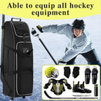 41-Inch Hockey Bag with Wheels, Large Ice Hockey Duffel Travel Bag for Equipment & Gear, 2 Sticks Field Hockey Bag with Separate Shoe Compartment (Black) - Image 7