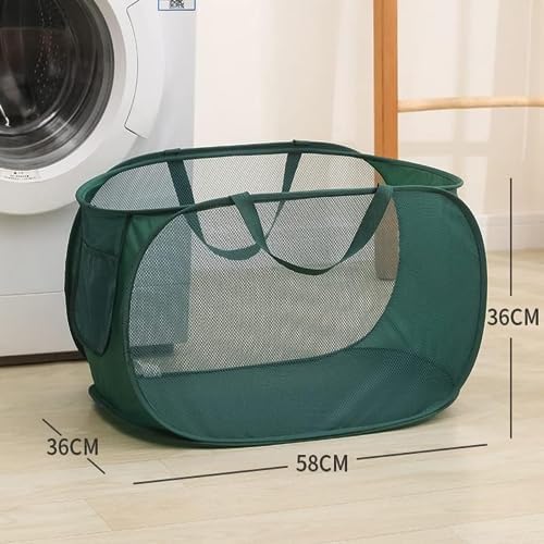 2 Pcs Mesh Popup Laundry Hamper, Opening Laundry Basket,Popup Laundry Basket with Durable Handles,Foldable Pop-up Mesh Hamper Dirty Clothes Basket for Clothes & Laundry-Home Organization - Image 4