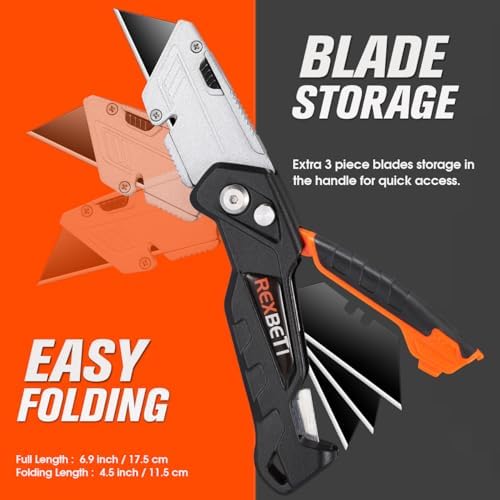 REXBETI Box Cutter 2-Pack, Utility Knife with Blade Storage, 18 Blades - Image 3