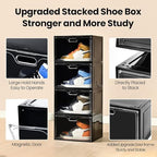 8 Pack Drop Side Shoe Boxes, Large Stackable Shoe Storage, Thick Plastic - Image 3