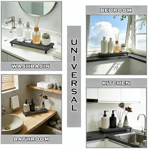 Durable Kitchen Sink Organizer, Instant Dry Sink Caddy for Bathroom Counter, Diatomite Stone Drying Tray, Upgrade Water Absorbing Stone Tray for Sink, Anti-Slip Stone Soap Tray -Dark Gray - Image 7