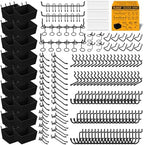 ELEAD 286-Piece Extra Thick Pegboard Hooks Set, 1/4" Heavy Duty Black Peg Board Organizer Accessories with Bins, Metal Pegboard Accessories with Pegs Lock, Peg Board Hooks for Hanging by ELEAD