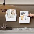 YOHOM Adhesive File Holder Plastic Document Folder Door No Drilling Mount Mail Magazine Organizer A4 Filing Envelopes Folder, Office Wall Mount Single Pocket (WHITE, 2 PCS) - Image 4