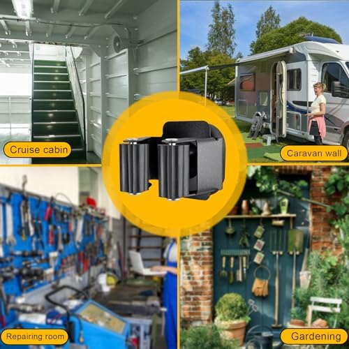 Upgraded Magnetic Broom and Mop Holder Wall Mount, Space-Saving Heavy Duty No Drill Over the Door Broom Gripper RV Camper Wall Organizer,Black,4 Pcs - Image 5