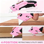 TOPLINE 2-Pack Pink Utility Knife Set, Retractable Pink Box Cutter - Image 2