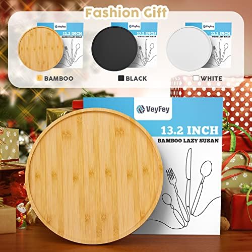 Lazy Susan Organizer, 13.2 Inch Non-Skid Bamboo Turntable - Image 5