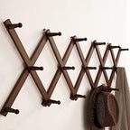 SKOLOO Hat Rack for Wall with 17 Hooks, Solid Wooden, Modern, Expandable Coat Rack Wall Mount for Coats, Hats, Bags, Baseball Caps, Walnut Color - Image 3