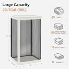 STORAGE MANIAC Mesh Laundry Hamper, 23.7 Gal. Tall Laundry Basket for Airflow, Strong Metal Dirty Clothes Hamper for College Dorm, Bedroom, Bathroom, Clothes Bin, White & Black - Image 4