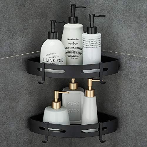 Adhesive Corner Shelf Bathroom Shower Caddy Organizer for Kitchen Toilet No Drilling 2-Tier Bathroom Corner Shelves Shower Caddies by Hoomtaook