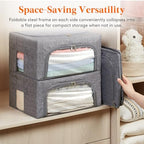 Lifewit Clothes Storage Bins with Metal Frame, Stackable Storage Box, Foldable Clothing Storage Bins with Lids, 25L Storage Bags Fabric Box Organizer with Clear Window＆ Zippers＆ Sturdy Handles 4 Pack - Image 6