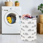 Round Laundry Basket Collapsible Storage Hamper Love Elephant - Image 5