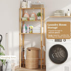 Over The Toilet Storage, Freestanding 3-Tier Bamboo Bathroom Shelves, Above Toilet Organizer for Home Washroom, Bathroom Decor (Natural) - Image 6
