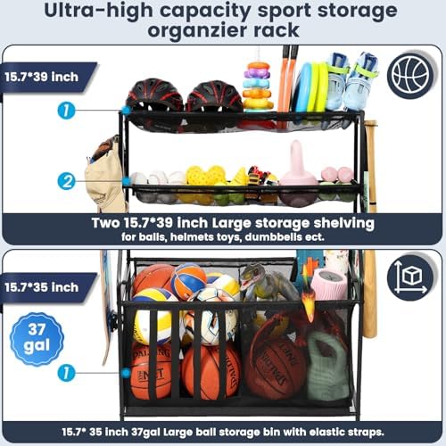 Kinghouse Garage Balls and Toy Organization, with 37 Gal Ball Storage Bin - Image 2