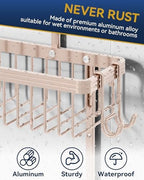 YASONIC Never Rust Shower Caddy Hanging, Aluminum Shower Racks for Inside Shower, 2-Tier Shower Organizer Hanging Over Shower Head with Hooks and Soap Holder, Rose Gold - Image 4