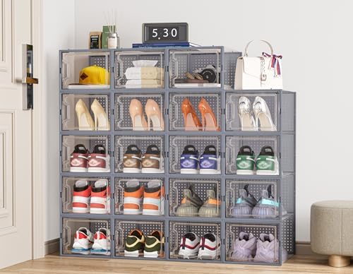 HOMIDEC XL Clear Shoe Storage Boxes, Stackable Shoe Organizer for Closet - Image 6