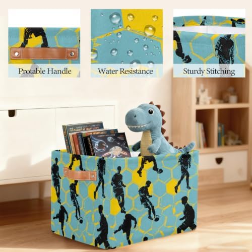 Soccer Storage Basket Toy Storage Bins Collapsible Cube Organizer - Image 6