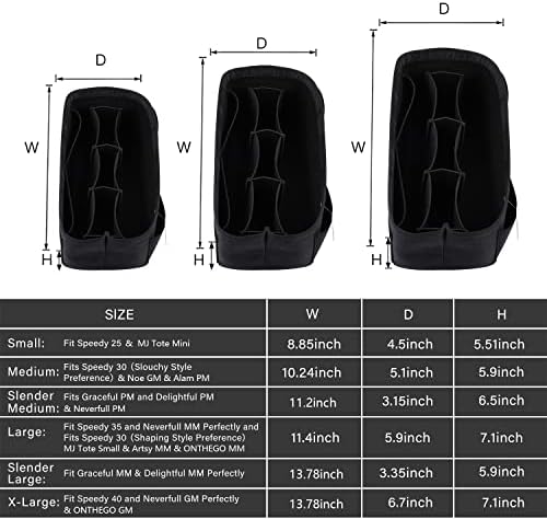 ZTUJO Purse Organizer Insert, Felt Bag Organizer For Handbag Purse Organizer,13 Colors, 6 Size (Slender Large, Silky Black) - Image 2