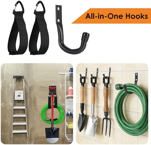 14" Garage Hooks Heavy Duty 2-Pack - Garage Storage System Hooks, Ladder Hooks for Garage Wall & Broom Holder Wall Mount | Non-Slip Tire Rack & Heavy Duty Wall Hooks for Hanging Ladders, Chairs. - Image 3
