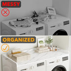 SpaceAid Washer Dryer Countertop, Laundry Wood Shelf Topper with Edge, 54" Width x 27.5" Depth Cover Guard Organizer for Washer and Dryer Laundry Hamper Counter Storage Organization (White Marble) - Image 4